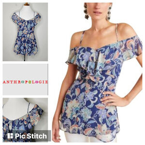 Maeve Mariposa Open Shoulder Ruffled Top‎ from Anthropologie - Size 2
